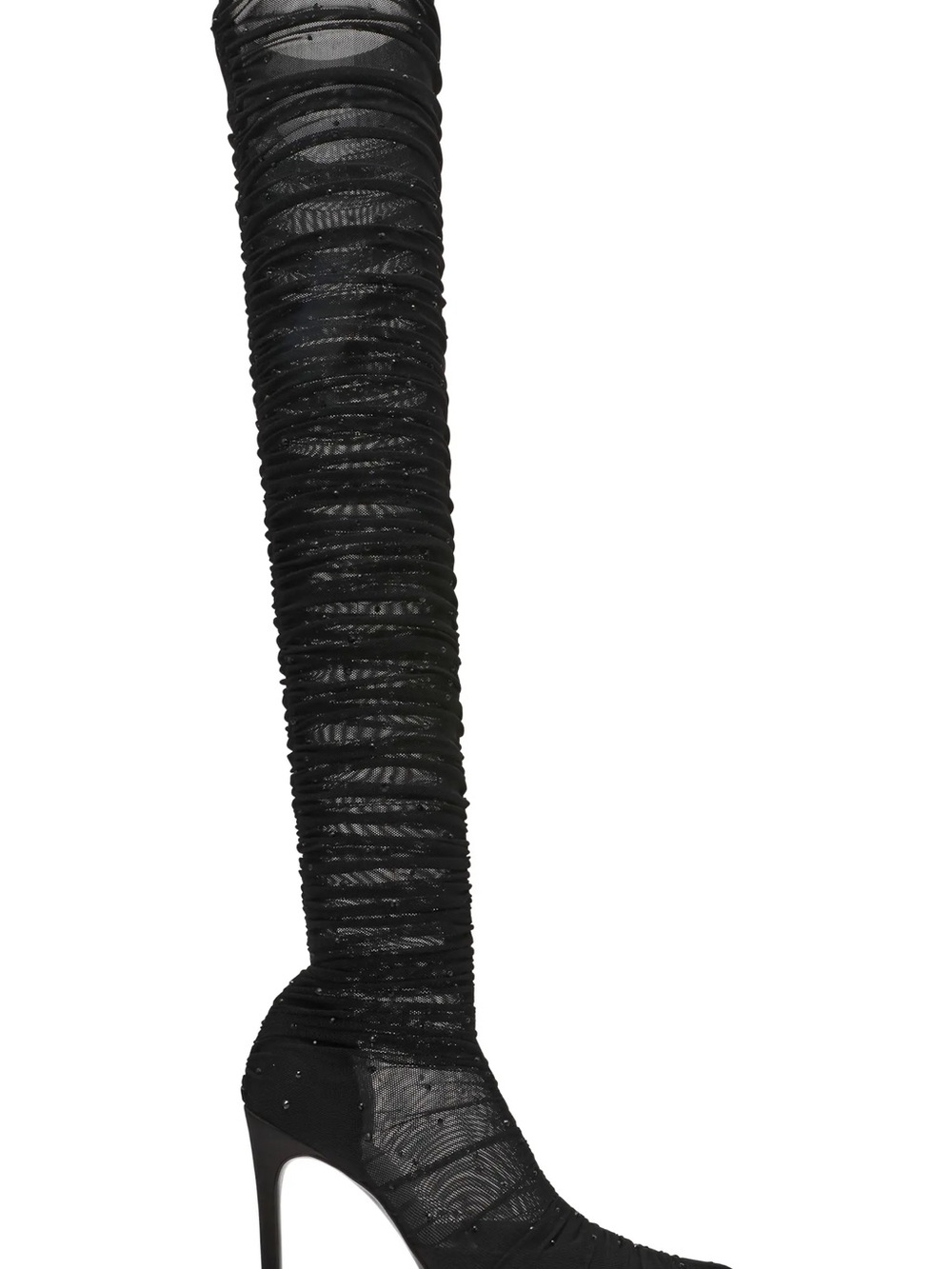 Steve Madden Rashida Over-the-Knee Black Mesh Ruched Stiletto Boot 8.5M *NIB*